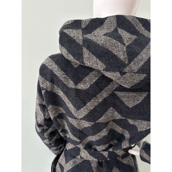 Mossimo Supply Co. Women Coat Navy Hooded Front Tie Belt Pockets Lined Medium - Picture 6 of 11